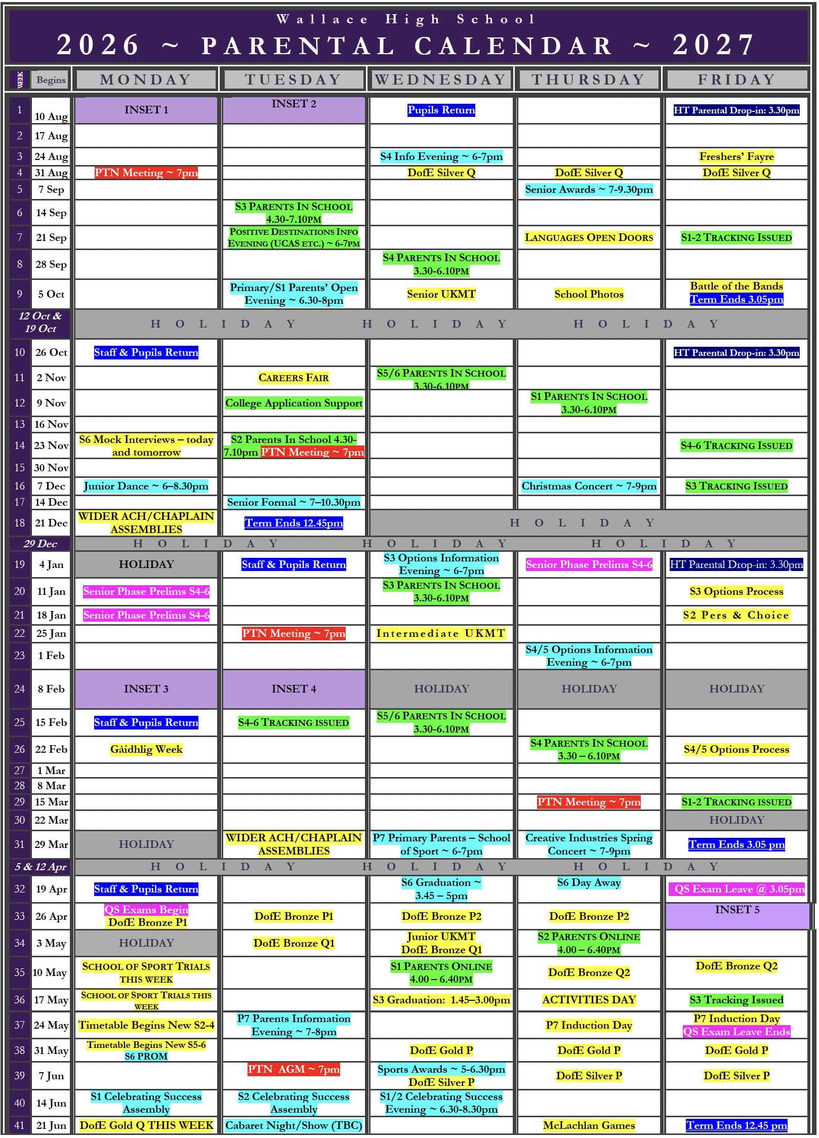 school calendar 2027