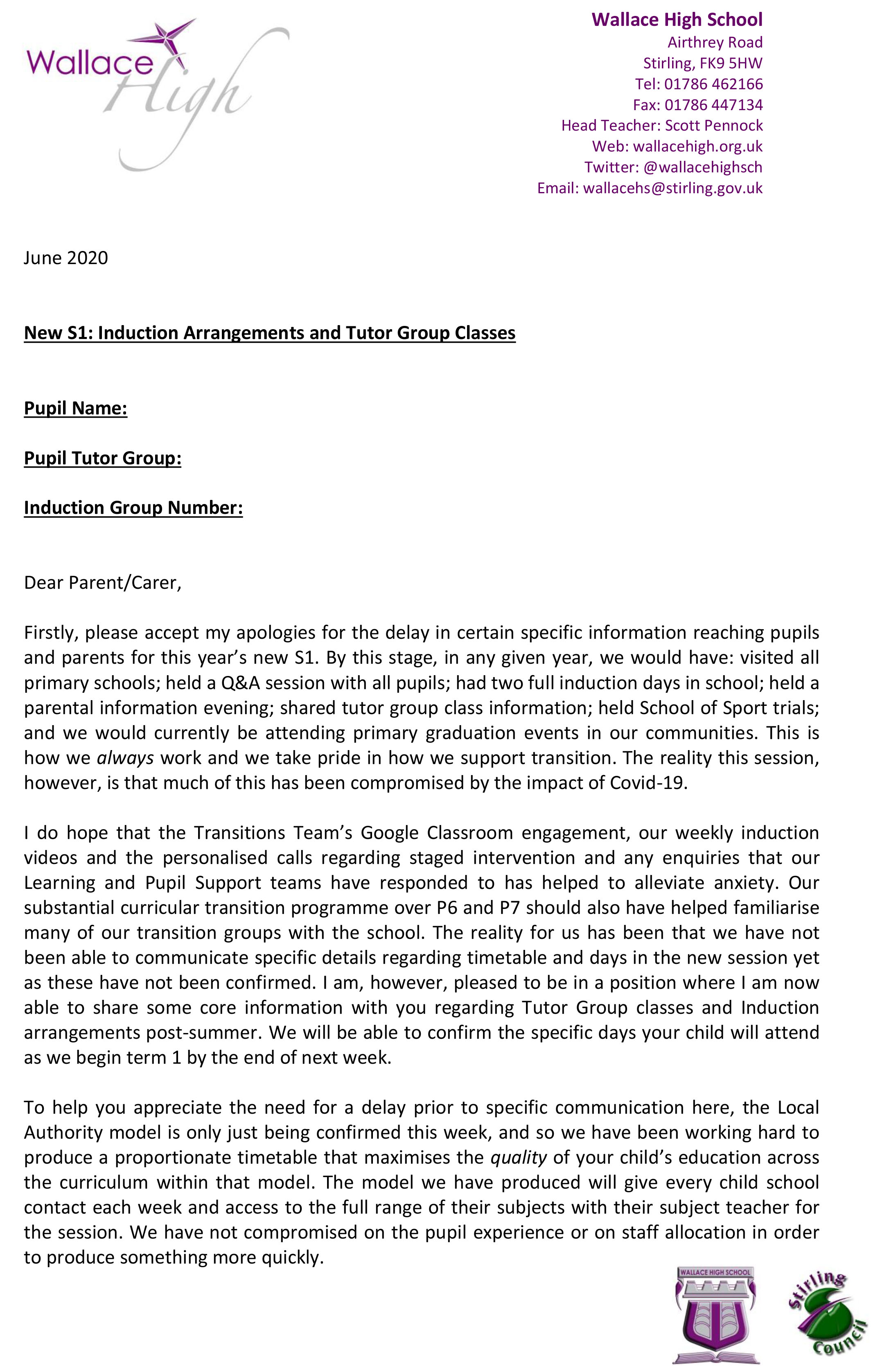 Primary Transition - Wallace High School