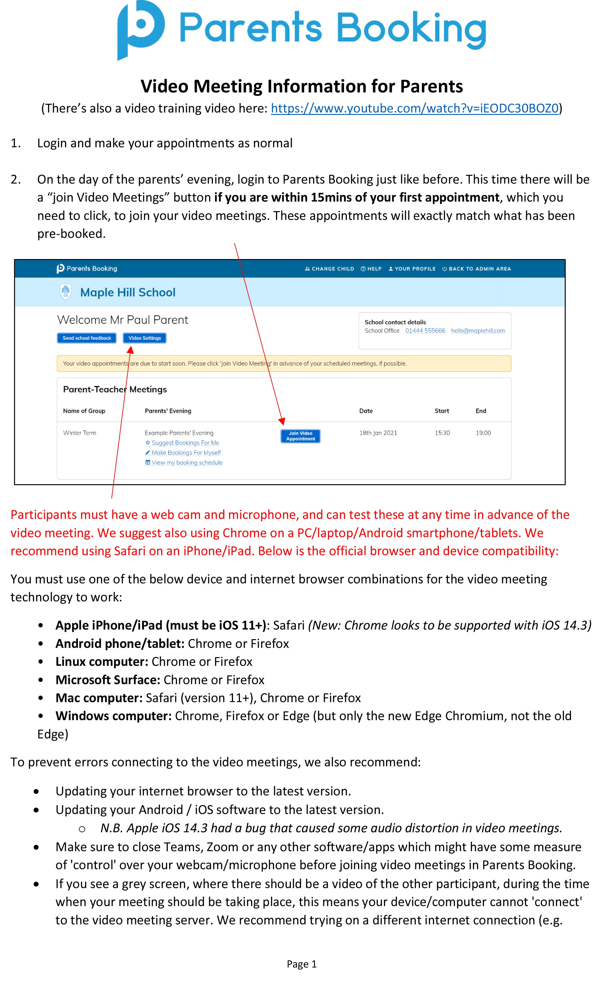 Video Call Information for Parents 1